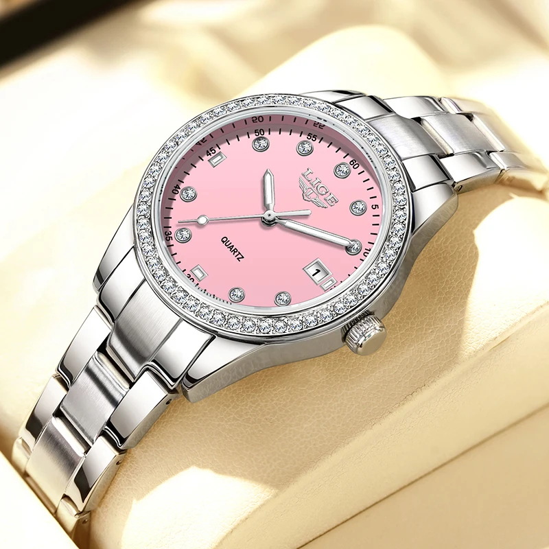 LIGE Creative Watches for Women Simple Elegant Waterproof Diamond Ladies Watch Fashion Sport Luminous  Quartz Wrist Watch Women