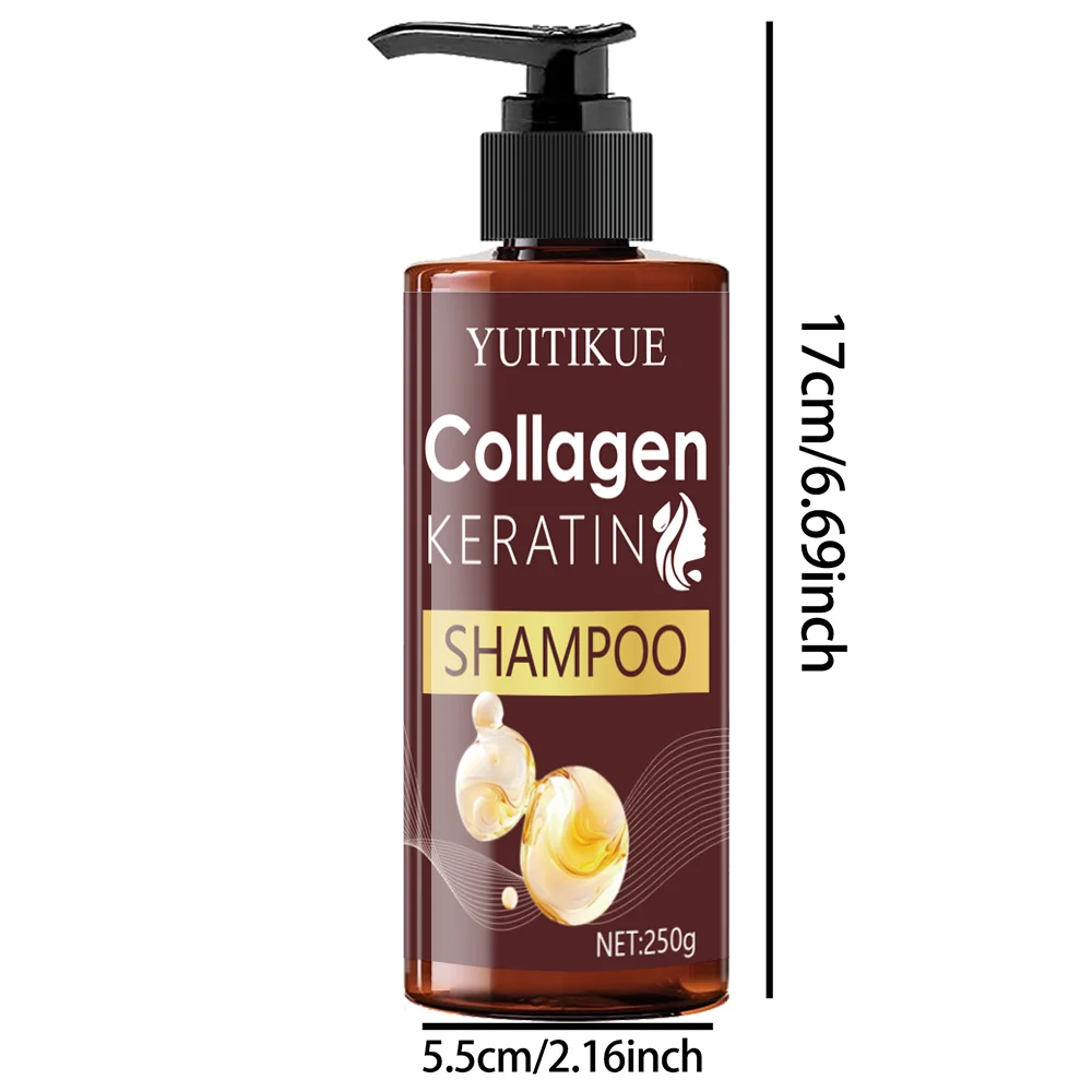YUITIKUE Collagen Keratin Shampoo for Dry & Damaged Hair - Deep Hydration, Elasticity Boost, Unisex Adult Shampoo