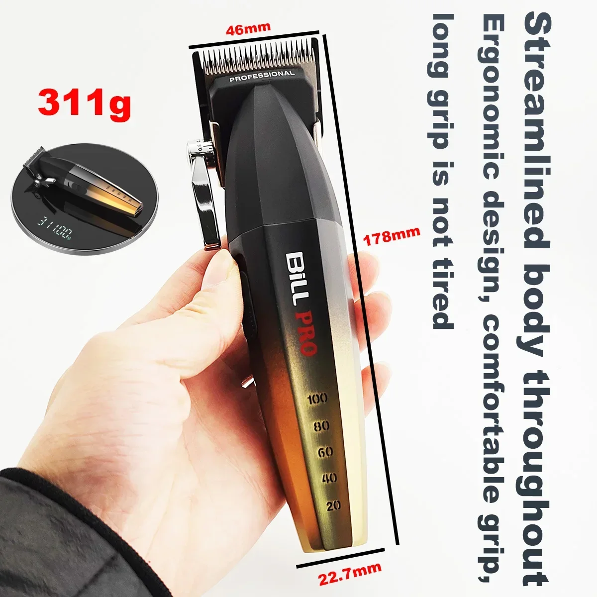 BL600 전문 전기 무선 헤어 클리퍼, BL400 포함, 9000RPM 고속 모터, 미용실 트리머 버블 팩