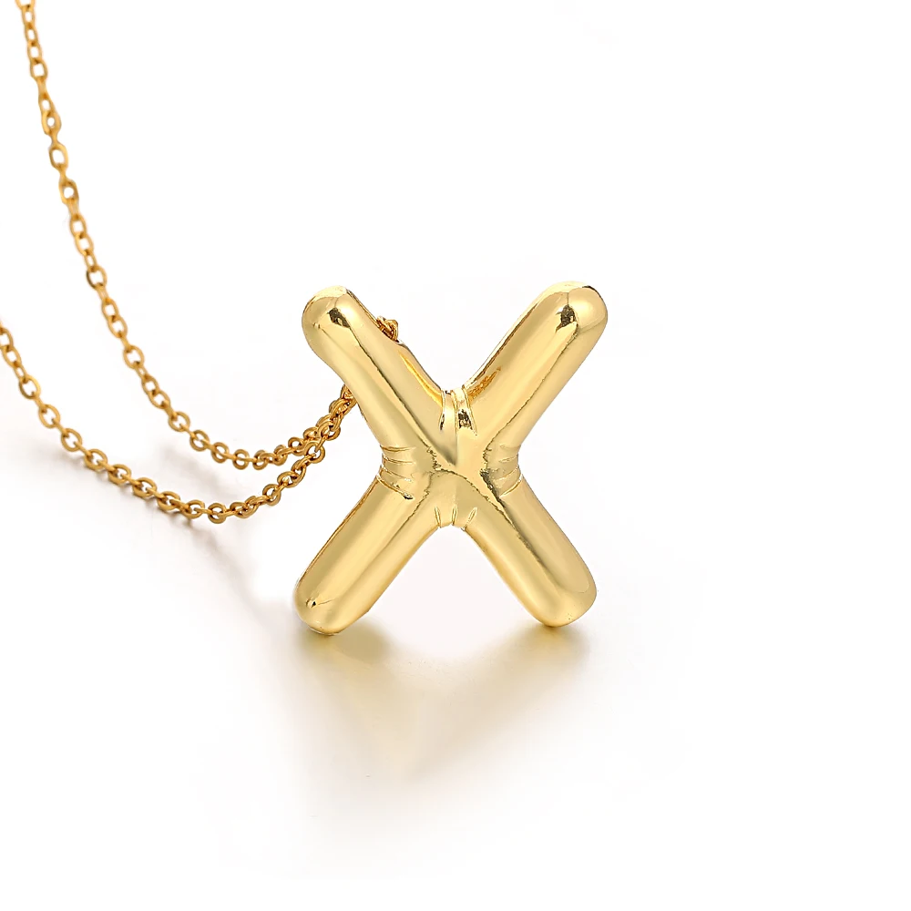 AENSOA Gold Plated Chunky Alphabet Balloon Necklace