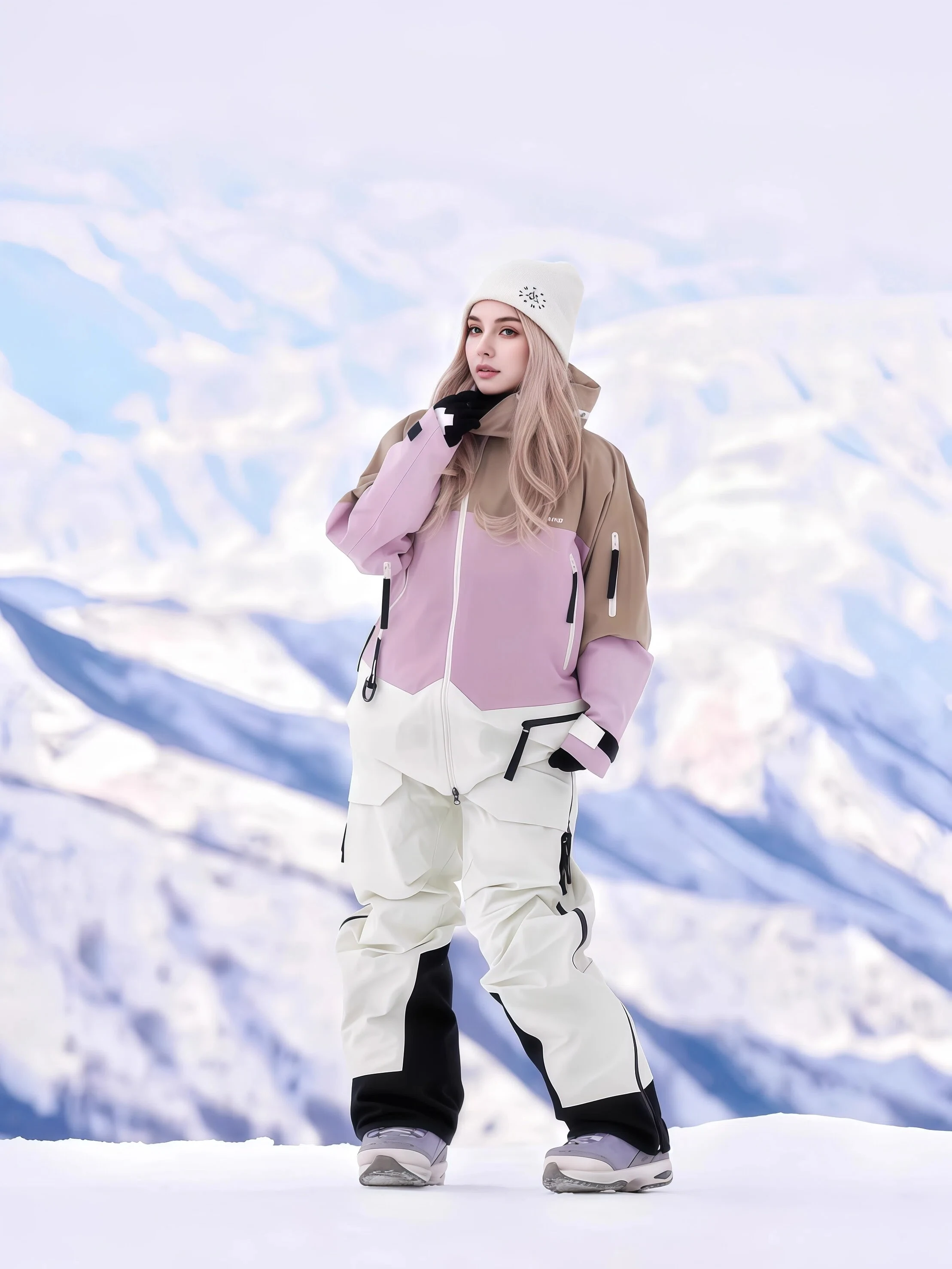 남성용 및 여성용 핑크색 스키 재킷, 스키 바지, 따뜻하고 방풍 기능이 있는 겨울용 후드 점프수트, 방수 기능