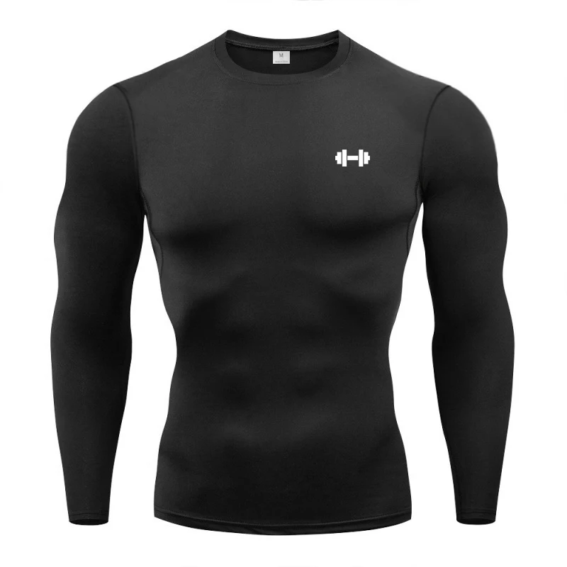 Magliette a Compressione da Uomo, Maniche Lunghe, Abbigliamento Sportivo Primaverile, T-shirt per Allenamento, Elastica e ad Asciugatura Rapida, Top Sportivi per Palestra e Workout - immagine 3