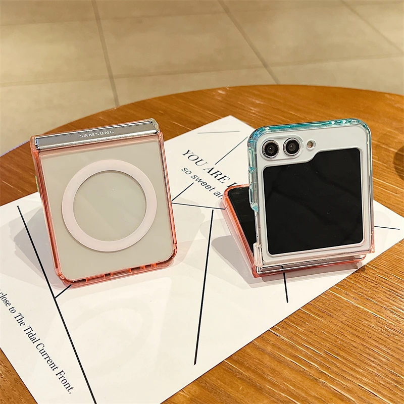 Gradient Transparent Magnetic Shockproof Case with Hard Acrylic Cover