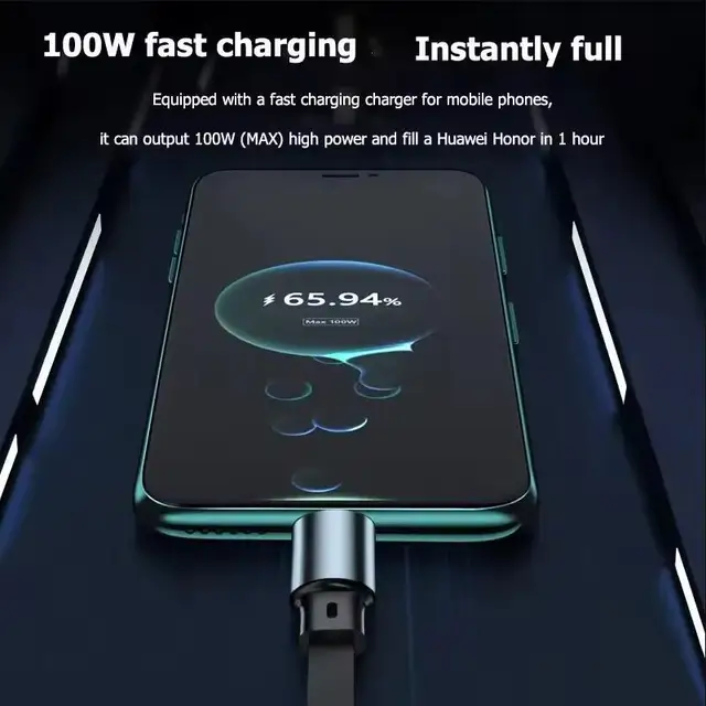 100w 3-in-1 Fast Charging Cable Type C Micro USB Cord for iPhone Xiaomi Samsung Huawei Phone Charger Wire Extendable Line Tablet 5