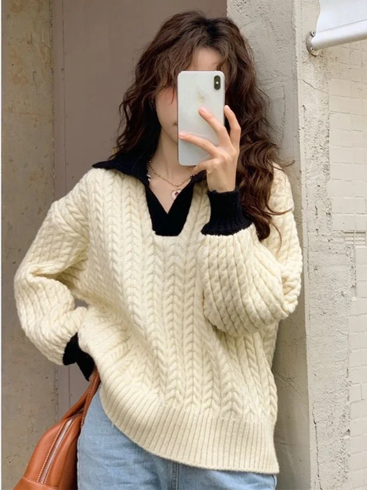 Donne Retro Preppy Young Kawaii Design All-Match Tender Girlish Vacation Casual All-Match Femme Maglioni Giovani Adolescenti