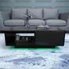 43.3IN LED Black Coffee Tables for Living Room with 16 Colors LED Lights Modern Coffee Table with Storage Drawer Rectan 4