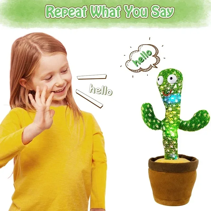 Dancing cactus toy Kids Dancing Talking Cactus Toys Interactive Talking Sunny Cactus Electronic Plush Toy Home Decoration for Kids Christmas Gifts