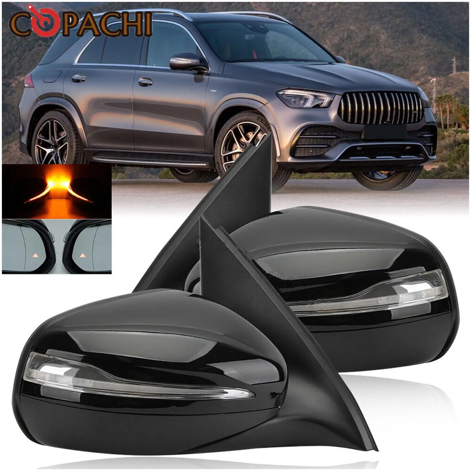 

2Pcs Car Side RearView Mirror Black for Mercedes Benz GLE CLASS GLE350 GLE63 AMG 1678109700 1678100893 Car Accessories