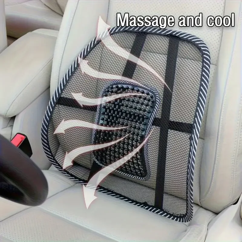 Mesh Lumbar Support for Car Seat - Ergonomic Back Brace with Massage Beads,Chair Cushion for Home Office Comfor