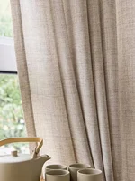 Korean Style Thickened Cotton and Linen Half Set Curtains for Bedroom Living Room and Curtains and Polyester