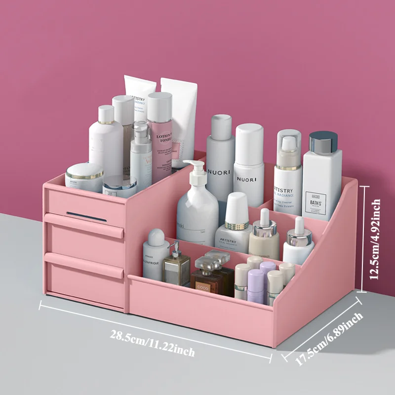 3 Layers Desktop Sundries Cosmetic Box Lipstick skincare products Storage Box Dresser Drawer Type Plastic Jewelry Storage Rack