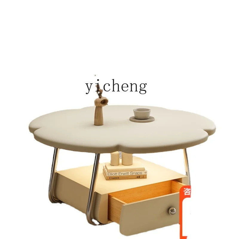 

Zf Cream Style Tea Table round Living Room Home Small Apartment Flower Storage Modern