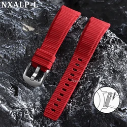 Premium Curved End Waterproof FKM Fluororubber Watch Strap with Quick Release - Available in 20mm, 21mm, 22mm Sizes - 22mm (Red)