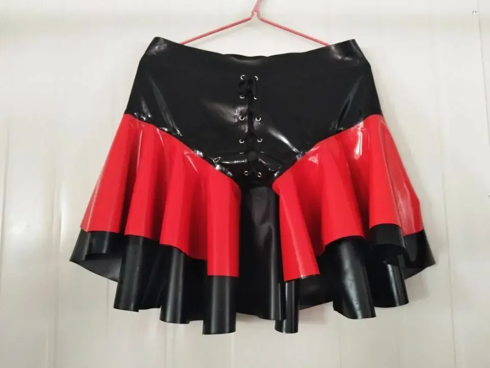 

100% Rubber Latex Dress Skirt Black Ruffle Slim 0.4mm S-XXL-Cosplay