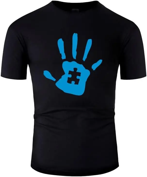

Design T Shirt Au.tism Handprint for Men Tshirts Crew Neck Cotton Short Sleeve Top Tee