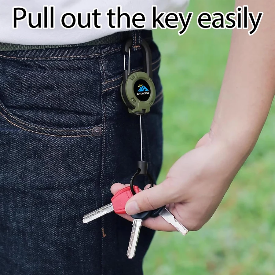 SZLIFE CLIE Reel ID CARDE Clip Clip Télescopique Corde télescopique Pratique Corde à Fil rétractable Keychain Keys Carabiner Chaines pour extérieur, Noir