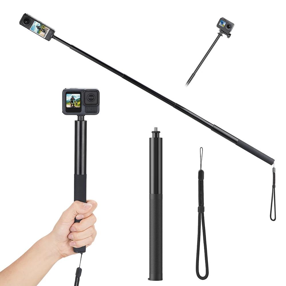 Adjustable Extension Pole 1/4 Inch Screw Invisible Selfie Stick Lightweight Extended Monopod for Panoramic Camera Action Camera