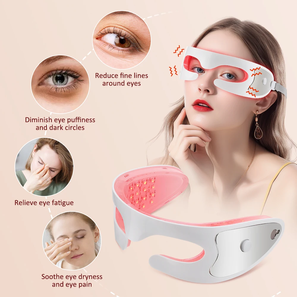 White ABS TPR 3D Eye Massager with LED Light Therapy
