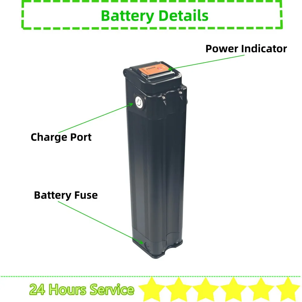 City Bike Silver Fish Ebike Battery 36V 24V 10Ah 13Ah 15Ah