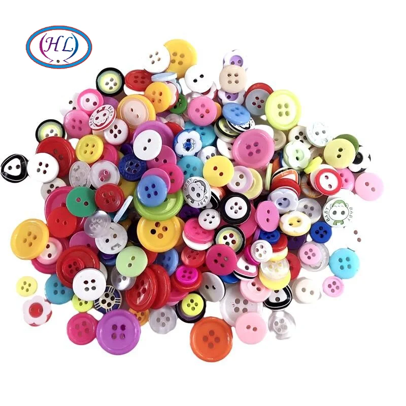 HL 50pcs Mixed Lots Colors DIY Scrapbooking Plastic  Buttons Children's Garment Sewing Accessories