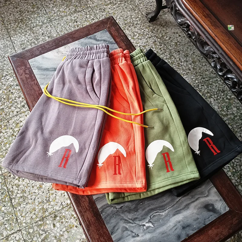 

Хлопковые дышащие шорты на завязках ревеня для мужчин и женщин, высококачественные модные свободные уличные шорты 1:1 с принтом заходящего солнца