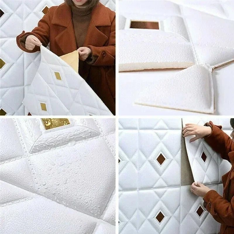 30x30 ซม.Self กาว 3D โฟมผนังนุ่มวอลล์เปเปอร์สติกเกอร์สําหรับห้องนอนห้องนั่งเล่นบ้าน DIY ภายในพื้นหลัง Wall Decor 1