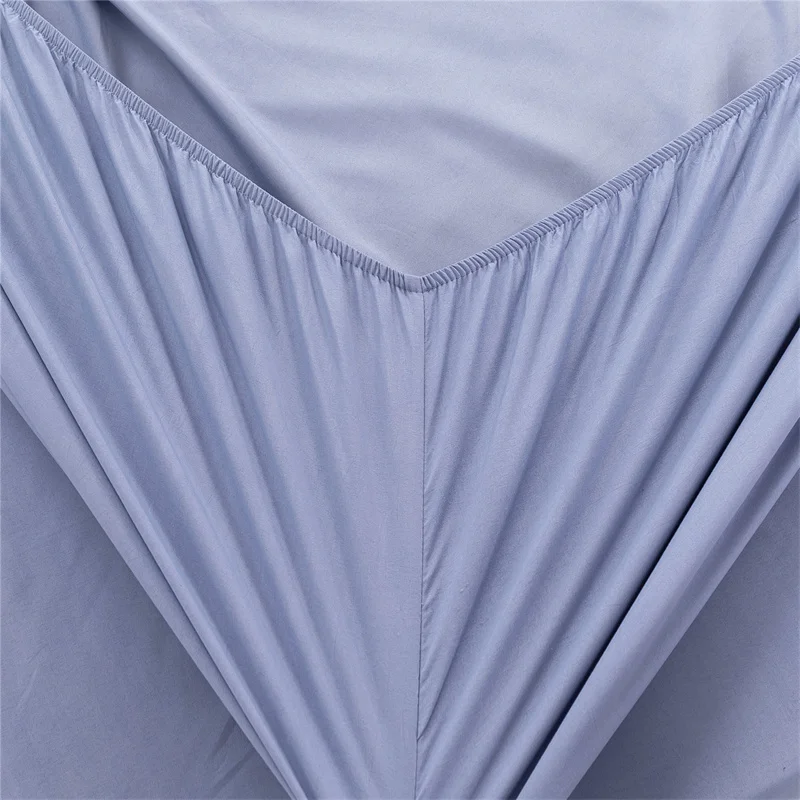 Soft Skin-friendly Fitted Sheet Set Solid Color Single Double Bed Sheet and Pillowcases Elastic Band Bedsheet Mattress Cover 5