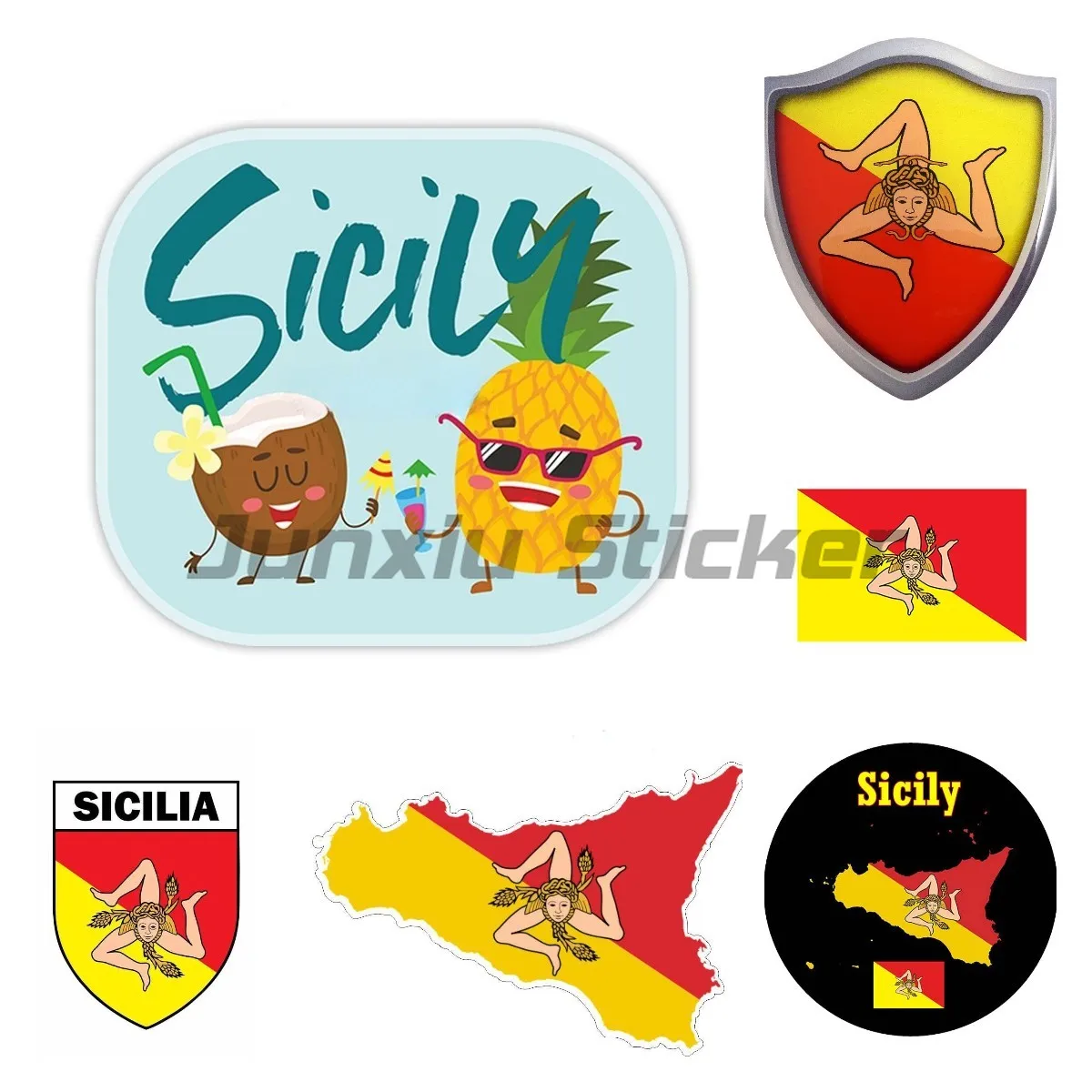Sicily Map Flag Vinyl Decal Sticker 3 Pack - Reflective Italian Italy Sticker For Car, Laptop, Phone - View #8