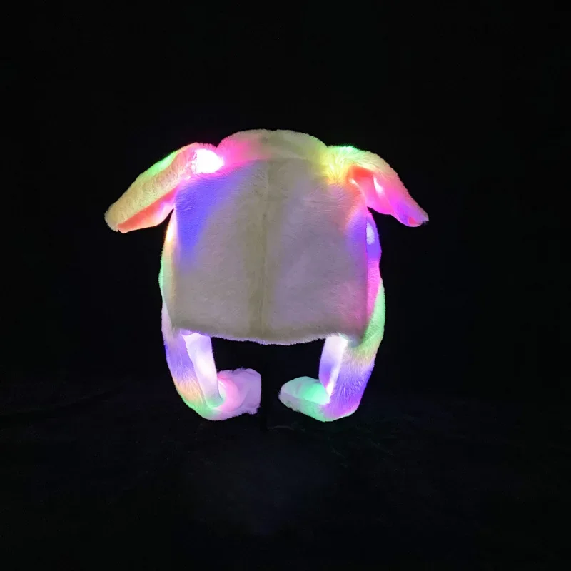 Japanese Anime Bunny Hat Glowing Plush Ear Moving Jumping Hat Ears Popping Up When Pressing The Paws Cute Animal Cosplay Hats
