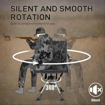 360° Silent Swivel Hunting Chair for Blinds, Adjustable Folding Hunting Seats for Outdoor Activities, Fishing, Support 300lbs, B 3