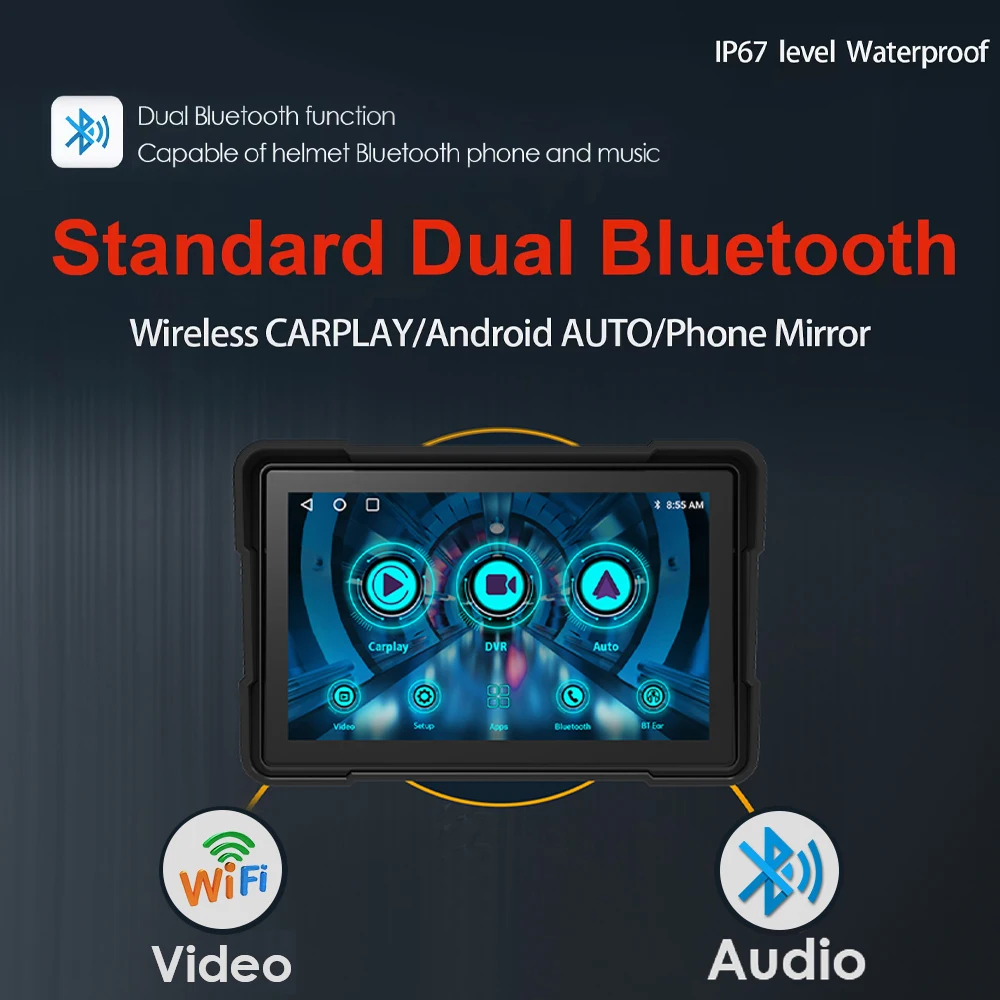오토바이 카플레이 720P DVR 네비게이터 화면, 휴대용 모토 GPS 네비게이션, 가와사키 ZZR600 2003 2004 2005 2006 2007 2008