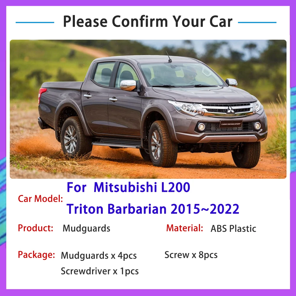 Mitsubishi Triton L200 Strada 용 자동차 머드 가드 2015  2022 2016 Fiat Fullback Mudflaps Guards 머드 플랩 펜더 자동차 액세서리