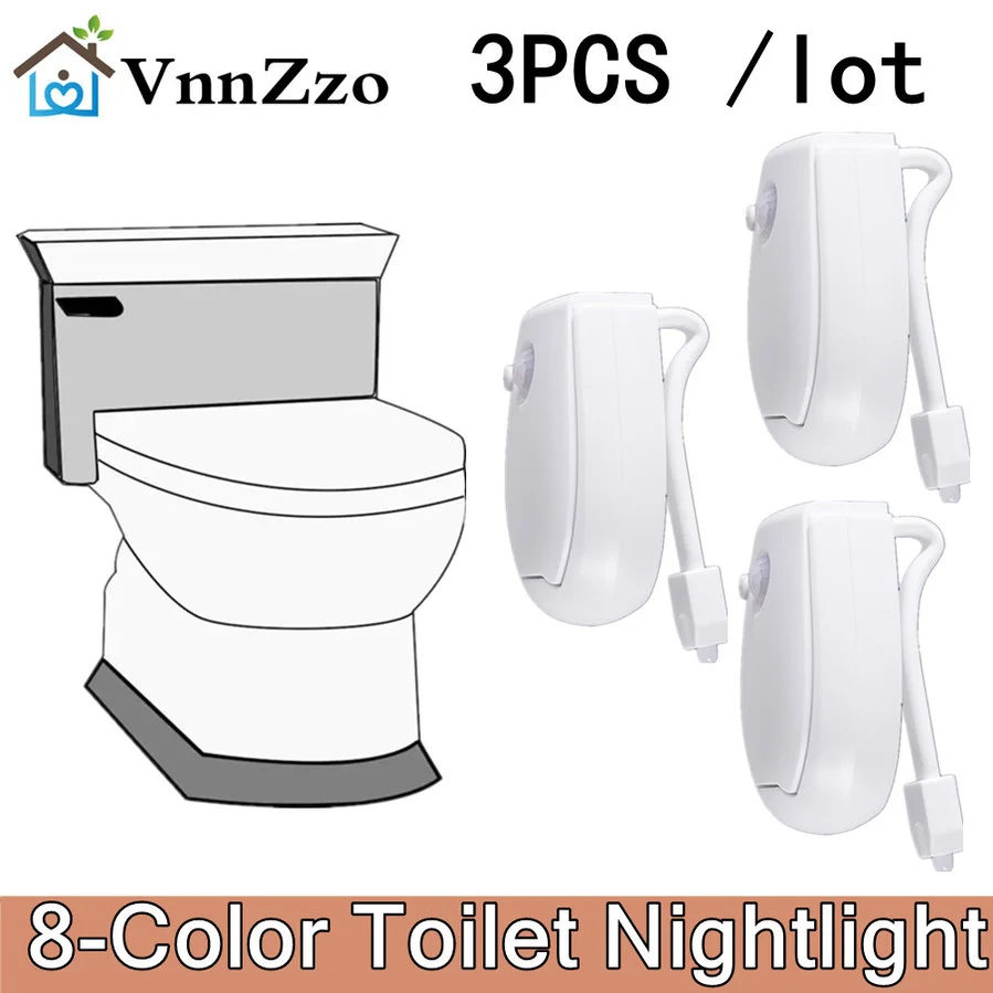 

3pcs PIR Motion Sensor Toilet Seat Night Light 8 Colors Waterproof Backlight For Toilet Bowl LED Luminaria Lamp WC Toilet Light