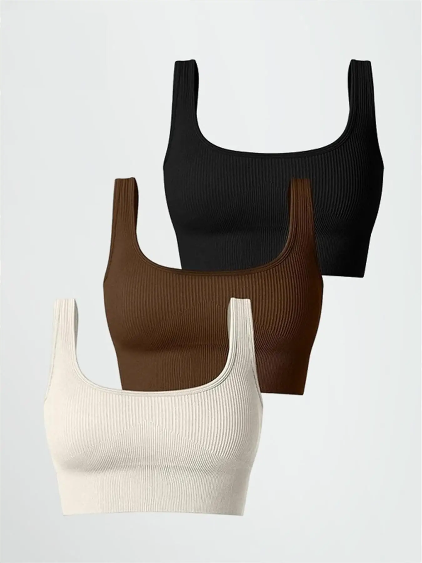 Women’s solid color threaded yoga underwear seamless knit sports vest Fitness Yoga U-bra, Embedded chest pad Sports & Entertainment