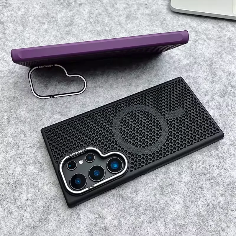 Luxury Breathable Mesh Magnetic Case with Lens Stand and Cooling Shockproof Cover
