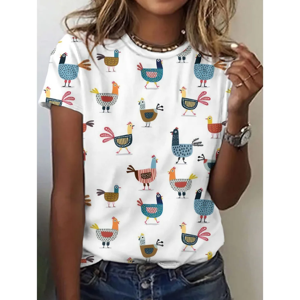 

Women's T-Shirt Summer Animal Pattan Short Sleeved Casual Top Loose Breathable Round Neck T-Shirt Women's Clothing Tee