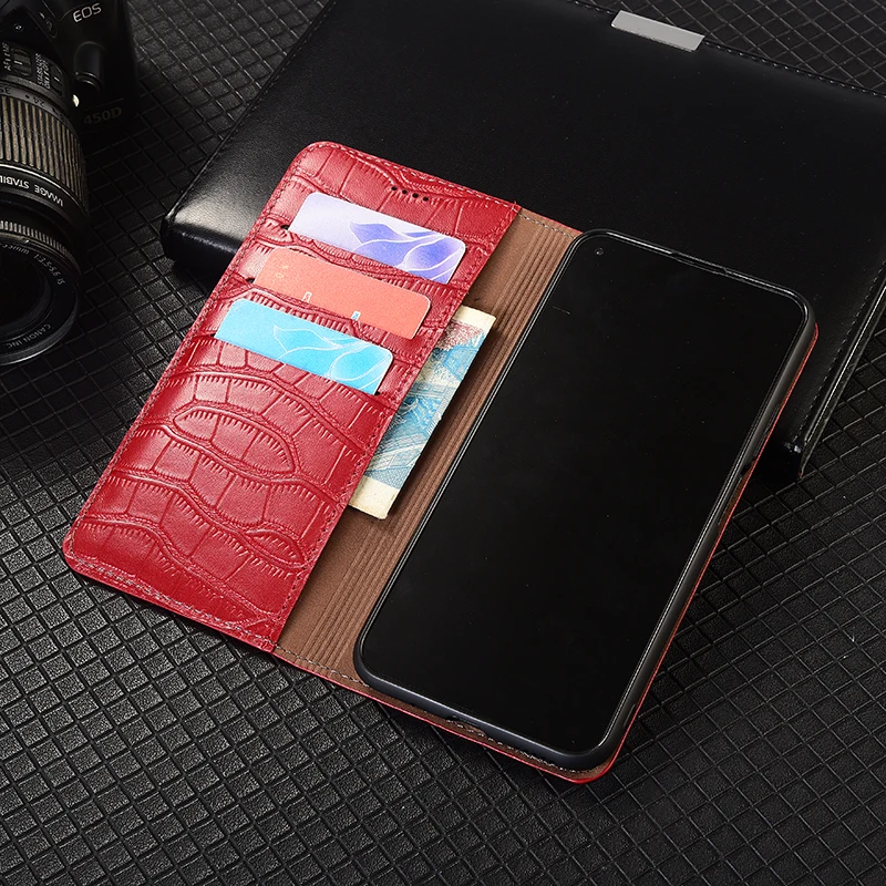 Premium Genuine Leather Magnetic Wallet Phone Case with Flip Slot