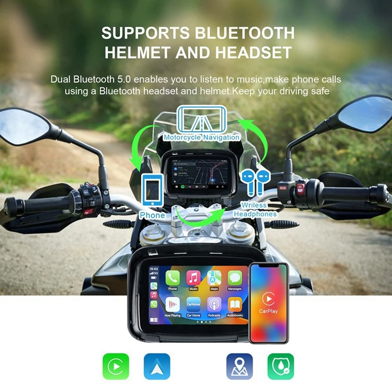 1Set Moto Gps Moto Navigazione Navigatore Motore Portatile Moto Carplay Android Auto Stereo Navigazione Gps In Plastica