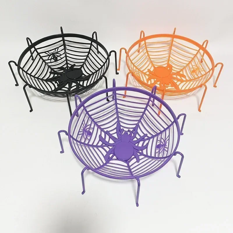Halloween Spider Web Fruit Plate Drain Basket Festival Atmosphere Cartoon Candy Box Home Decorations Trick Or Treat Supplies