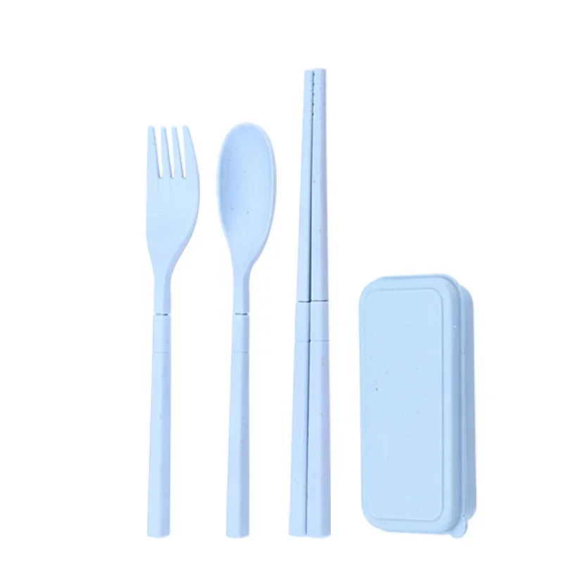 Spoon Fork Chopsticks Set Wheat Straw Dinnerware 4PCS/Set Lunch Tableware Detachable Cutlery Portable Travel Kitchen Accessories picnic cutlery set western style cutlery set camping cutlery set cutlery set wooden cutlery set