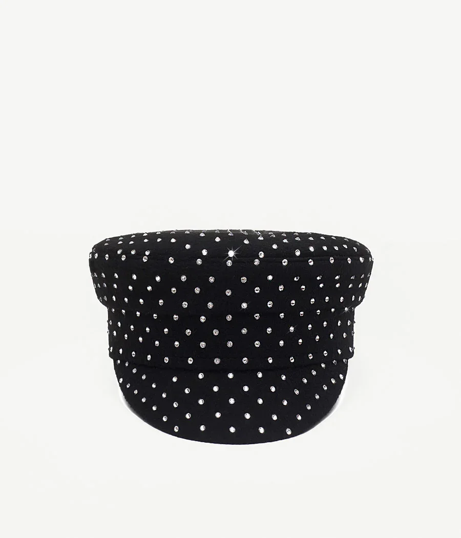 Autumn Crystal-embellished Newsboy Caps Winter Wool Caps