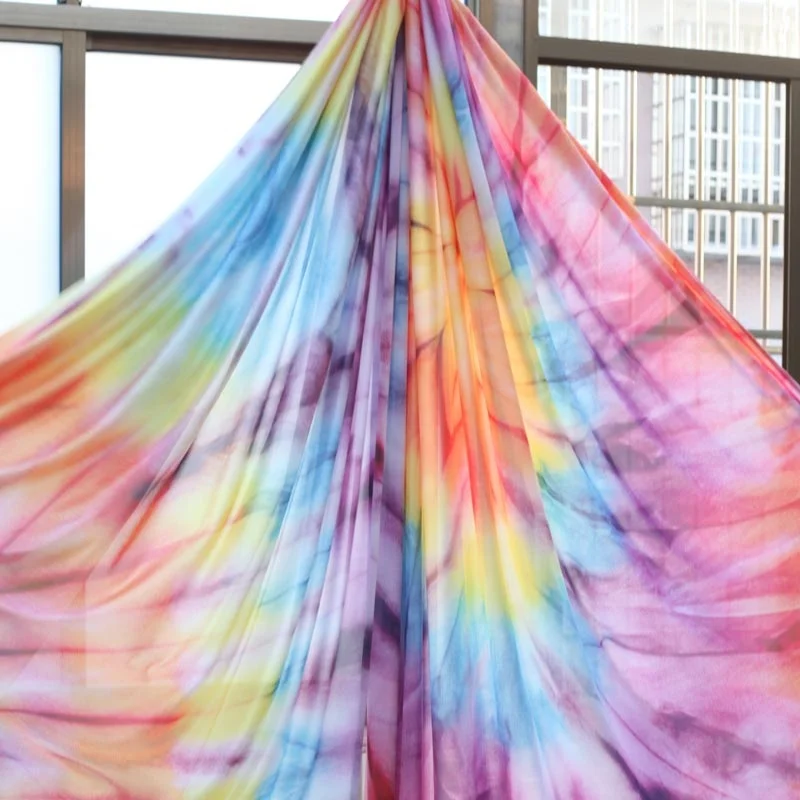 New Gradient 5M Aerial Silks Yoga Hammock Fabric for Aerial Acrobatic Circus Arts Dance Swing Yoga Hammock Studio