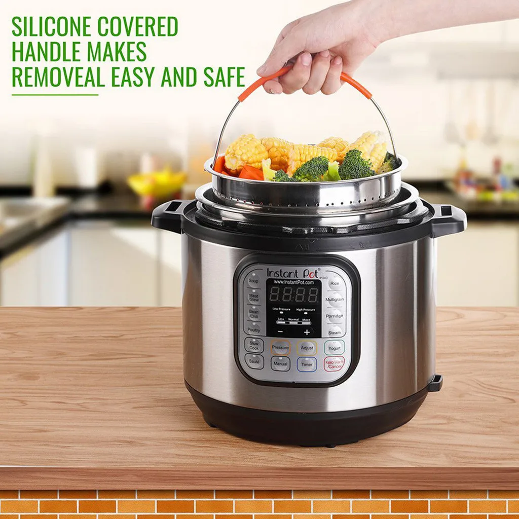Sturdy Steamer Basket for 6 Quart Instant Pot Pressure Cooker Stainless Steel Steamer Insert with Handle, Great Accessory