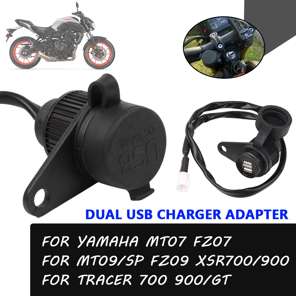 motorcycle usb dc outlet for yamaha mt 07 mt 09 sp tracer fz 09 fz 07 tracer xsr 700 900 12v dv outlet converter kit usb adapter Motorcycle Accessories Dual USB Charger Socket Adapter Plug Fast Charging For YAMAHA MT-07 MT-09 SP FZ-07 Tracer 900 GT XSR 700