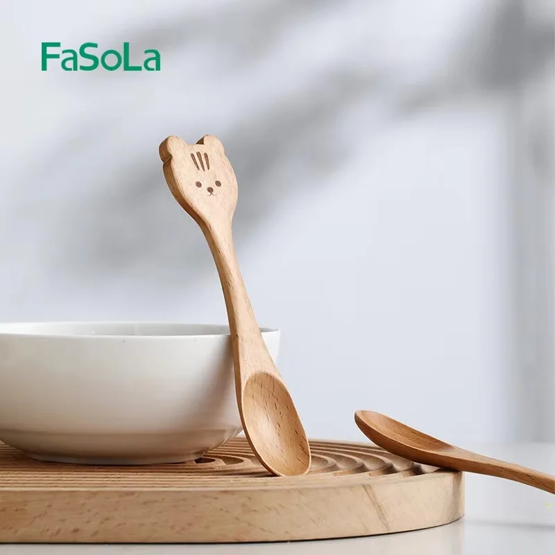 Wooden Spoon Small Ellipse Smooth for Honey Coffee Serving