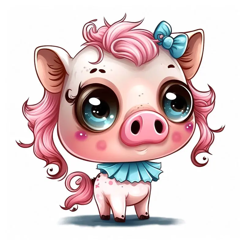 M448 Cute Pink Small Fragrant Pig Watercolor Hand-Painted Cartoon Sticker Kids Room Decoration Toilet Decal