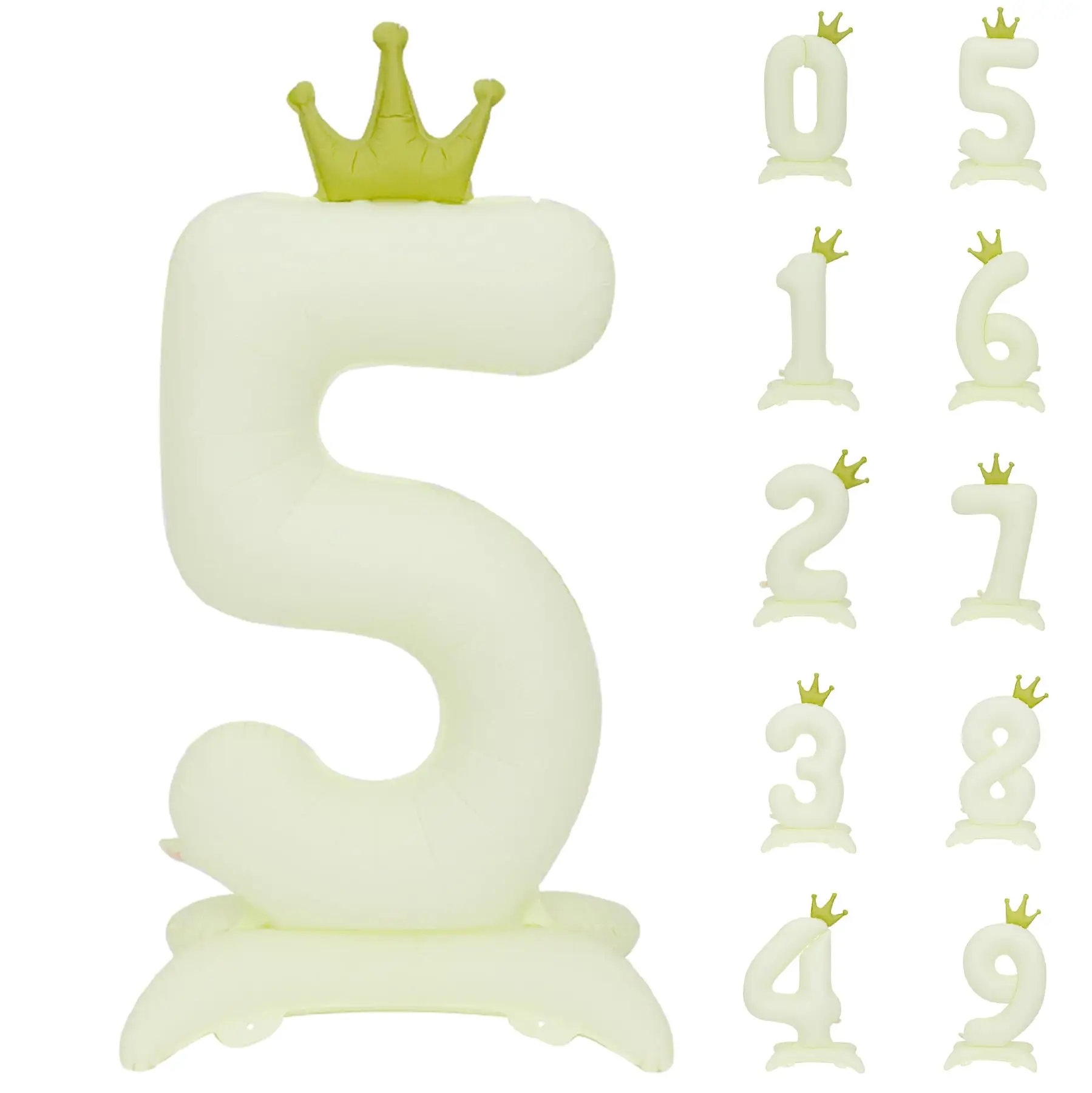 40in stehend matt weiß 0-9 Nummer Ballon Krone große Basis Ziffer Jungen Mädchen Geburtstags feier Dekorationen Baby party Kinder Geschenke – Detail 15