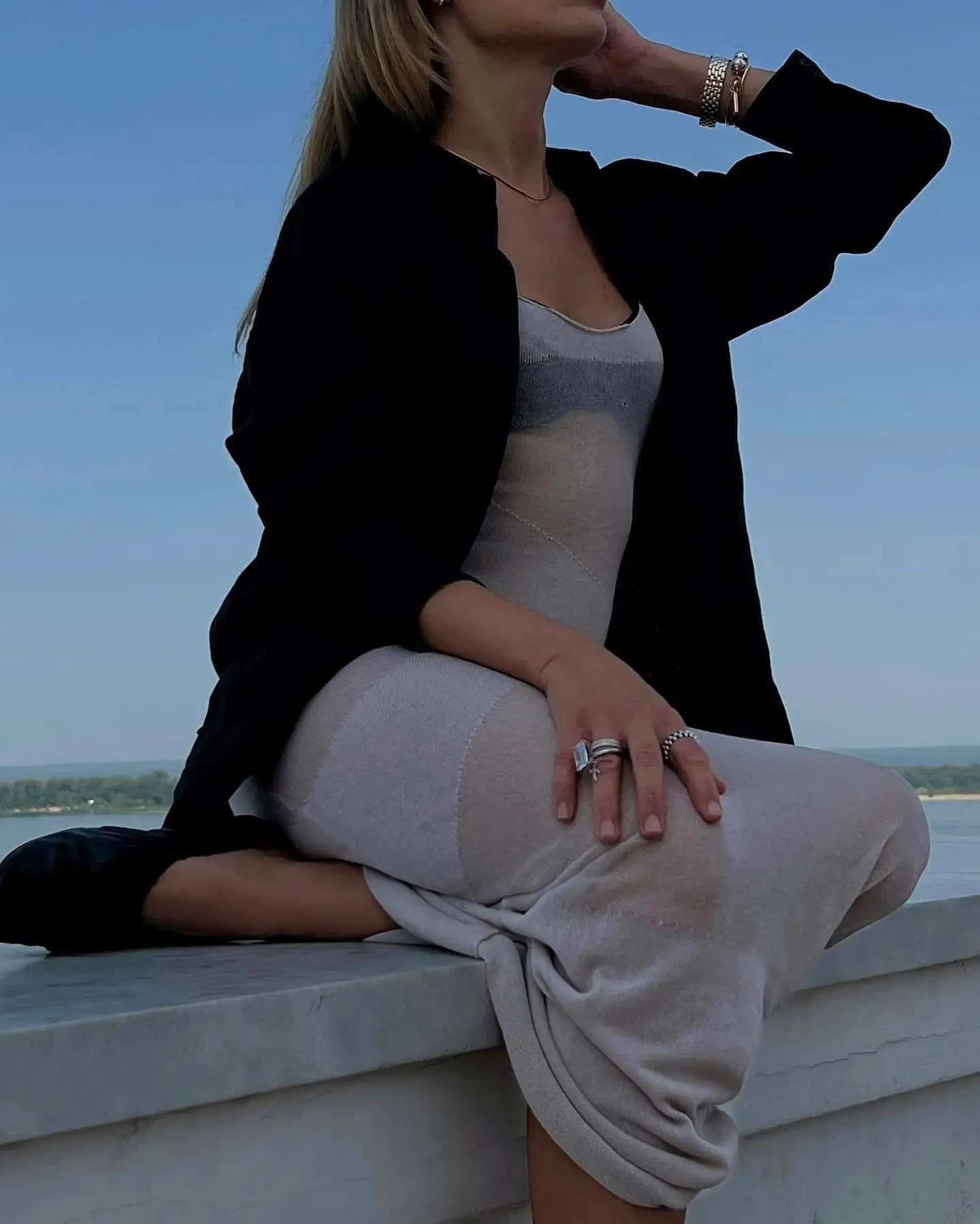 Backless Patchwork Maxi Dress Cover up For Women Slim Loose Holiday Beach See-Through Clothes Dress Female Knit Long Dress