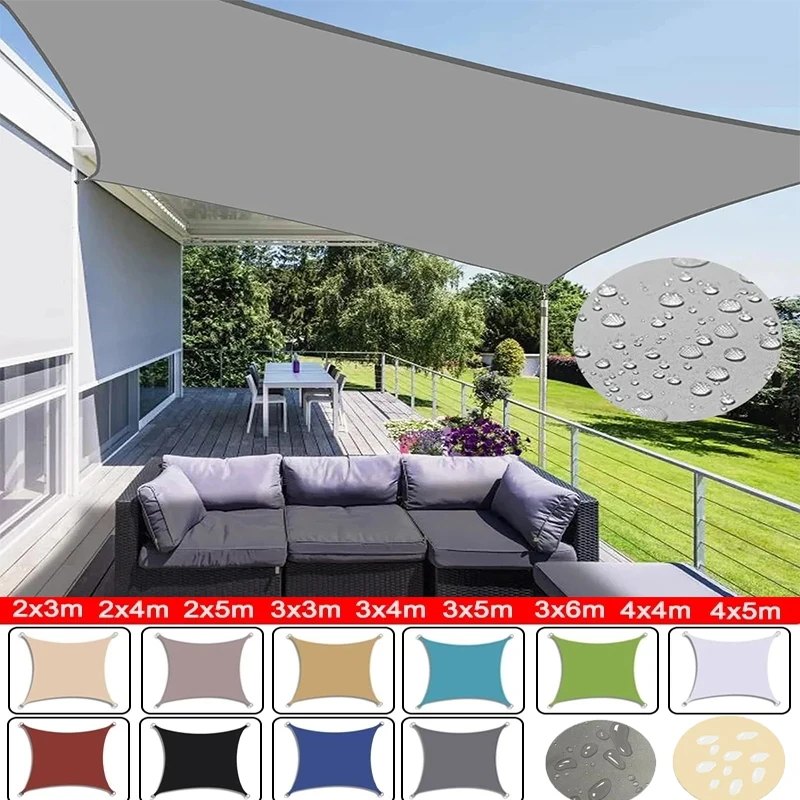 Waterproof Large Sun Shelter Sunshade Protection Outdoor Canopy Garden Patio Pool Shade Sail Awning Camping Shade5X4m ﻿