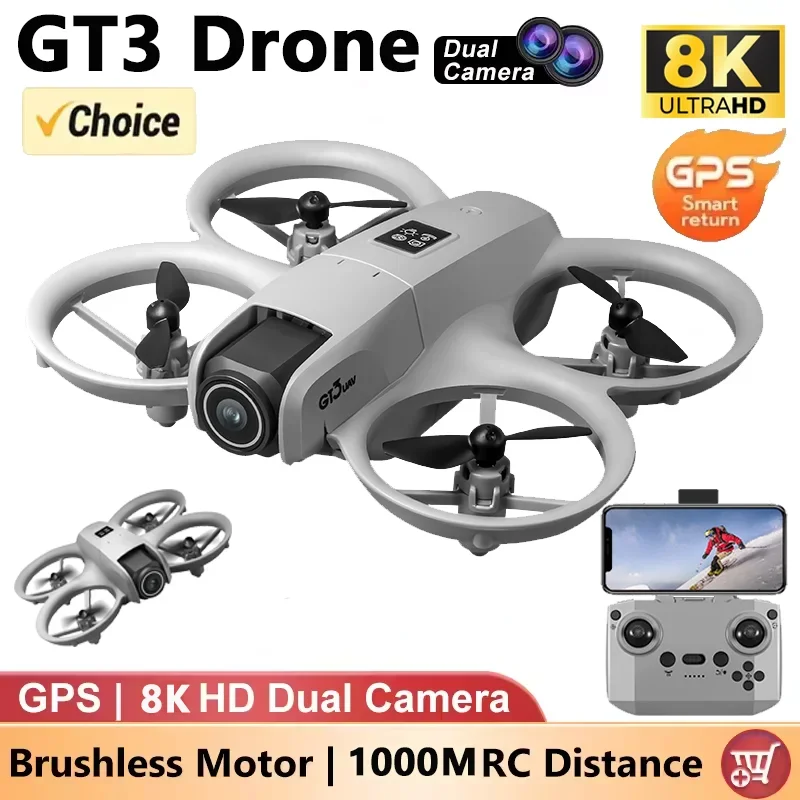 Drone GT3 GPS 8K Professionnel HD Double Caméra Moteurs Sans Balais